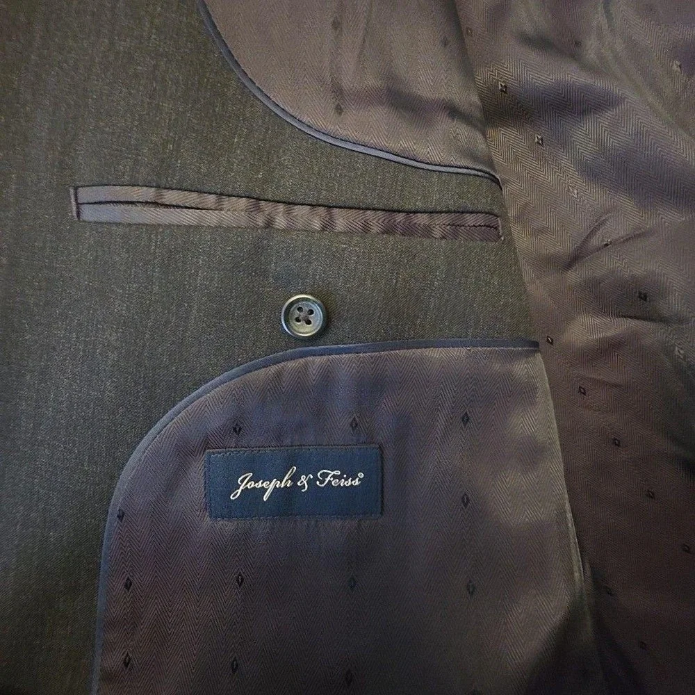 Joseph & Feiss Suit Jacket Mens 52R Gray 100% Wool 2 Button Classic